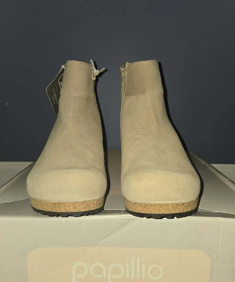 New Birkenstock papillio ebba wedge booties warm sand sz 37